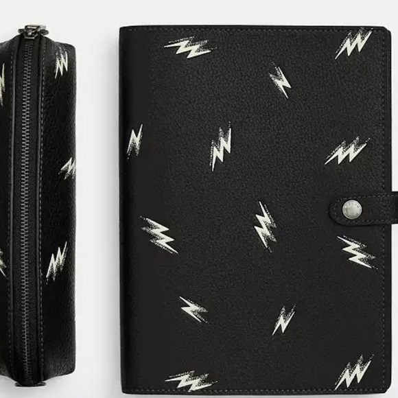 ⚡️ COACH BOXED NOTEBOOK AND PENCIL CASE SET WITH LIGHTING BOLT PRINT ⚡️ NWT ⚡️